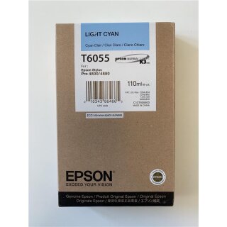 Original Epson T6055 Tintenpatrone LIGHT Cyan OVP DATUM 09/2017
